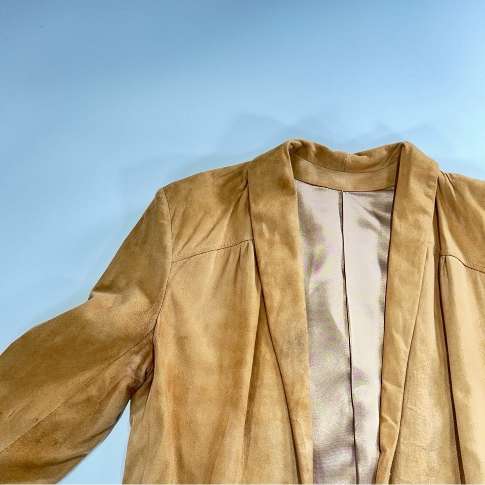 Lady Scully vintage boho suede open front jacket tan size 10 - Picture 5 of 15